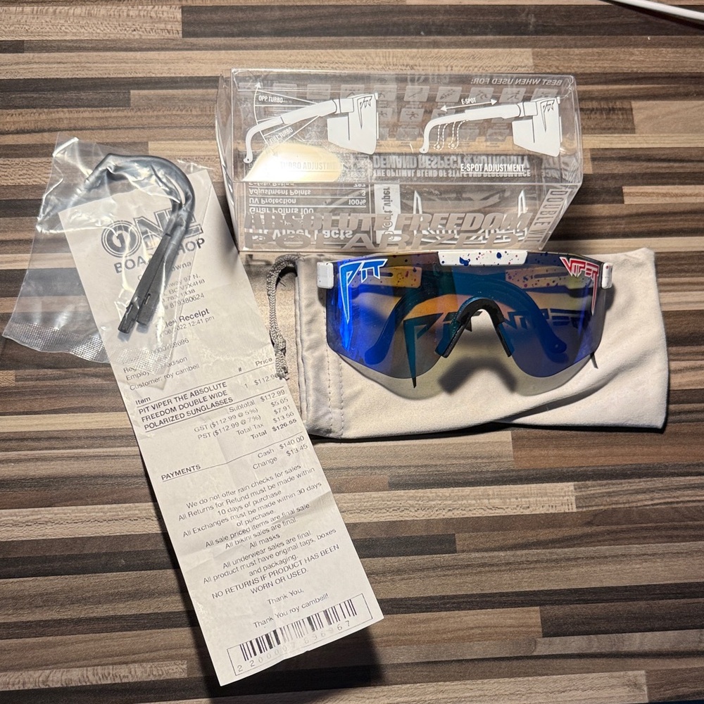 Blue Pit Viper Sunglasses with Case and receipt